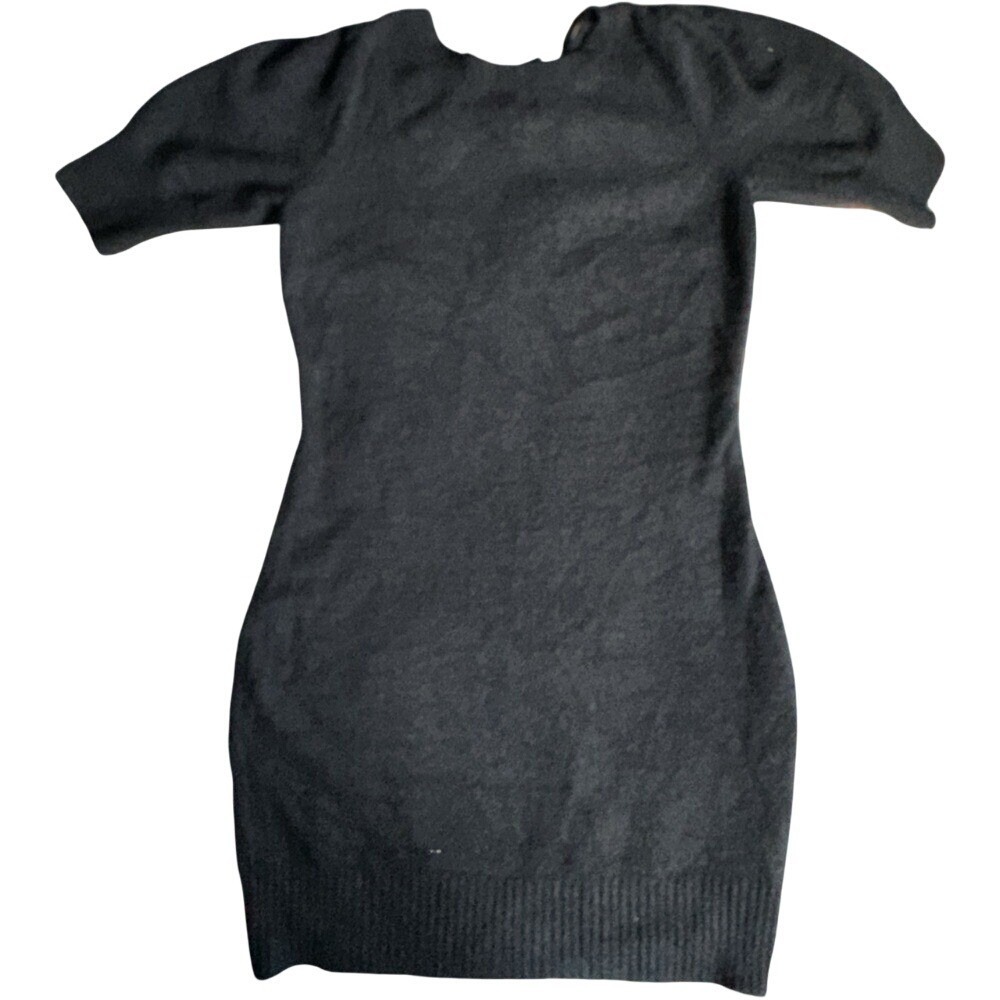 Daily Practice by Anthropologie‎ Charcoal Gray Knit Puff Sleeve Tie Mini Dress M